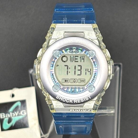 Casio Baby-G BG-1302-2ER Translucent Blue Jelly Digital Women\'s Watch NIBWT